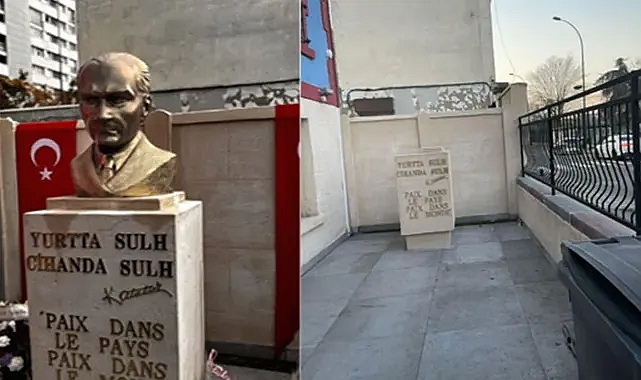 Paris’te bulunan Atatürk büstüne saldırı