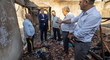 Büyükşehir’den evi yanan aileye yardım eli