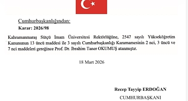 KSÜ’de Bayrak Değişimi: Rektörlük Makamına Prof. Dr. İbrahim Taner Okumuş Atandı